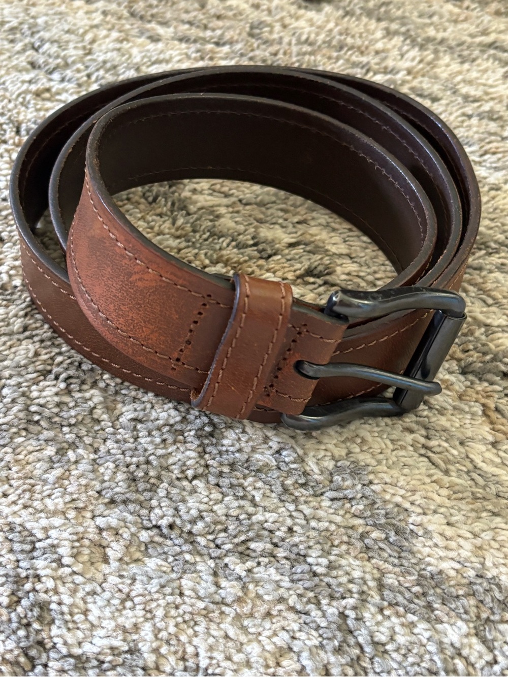 Dickies Brown Leather Men’s Belt with Gunmetal Buckle